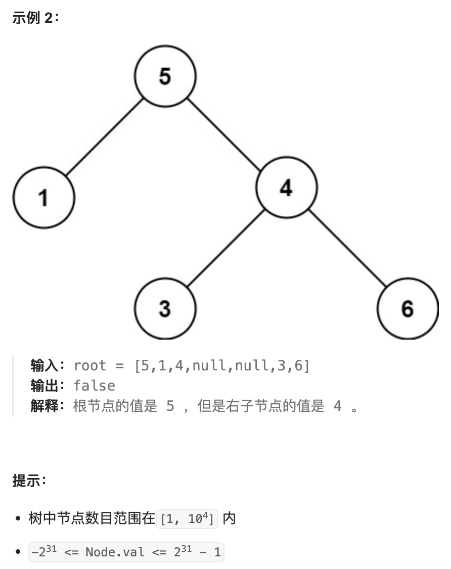 98-验证二叉搜索树-题目描述2